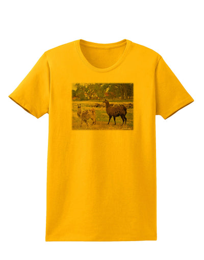 Standing Llamas Womens T-Shirt by TooLoud-Womens T-Shirt-TooLoud-Gold-X-Small-Davson Sales