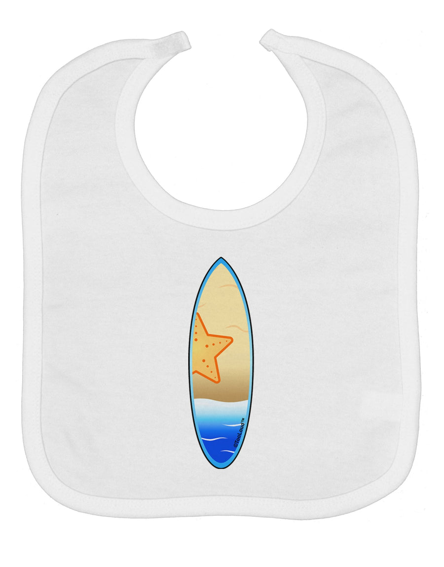 Starfish Surfboard Baby Bib by TooLoud