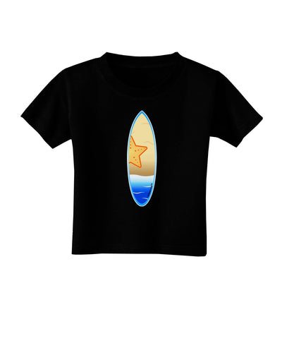 Starfish Surfboard Toddler T-Shirt Dark by TooLoud-Toddler T-Shirt-TooLoud-Black-2T-Davson Sales