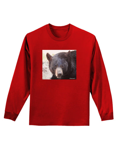 Staring Black Bear Adult Long Sleeve Dark T-Shirt-TooLoud-Red-Small-Davson Sales