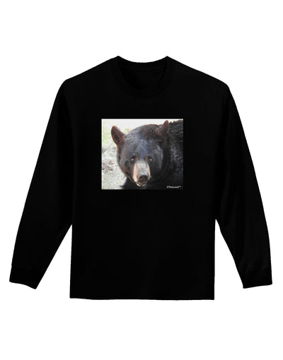 Staring Black Bear Adult Long Sleeve Dark T-Shirt-TooLoud-Black-Small-Davson Sales