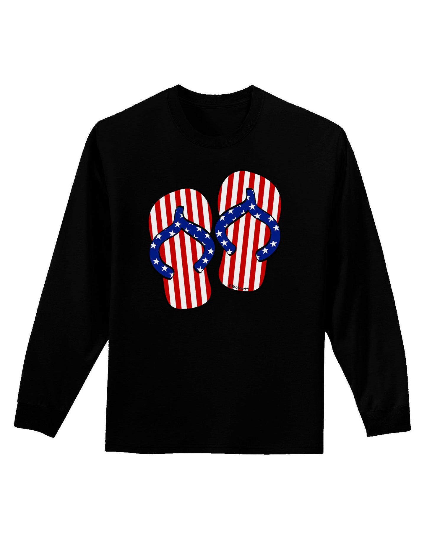 Stars and Stripes Flip Flops Adult Long Sleeve Dark T-Shirt-TooLoud-Black-Small-Davson Sales