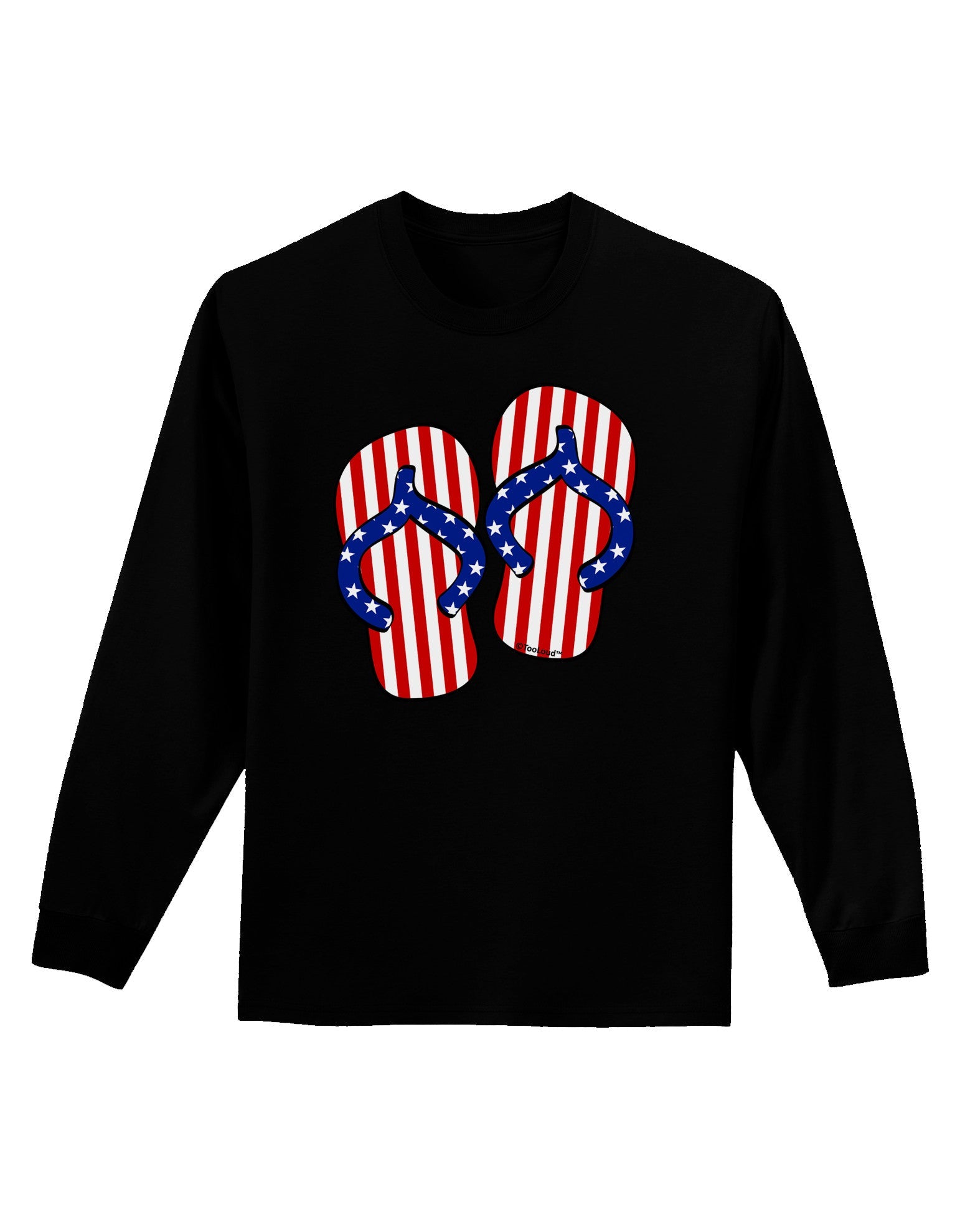 Stars and Stripes Flip Flops Adult Long Sleeve Dark T-Shirt-TooLoud-Black-Small-Davson Sales