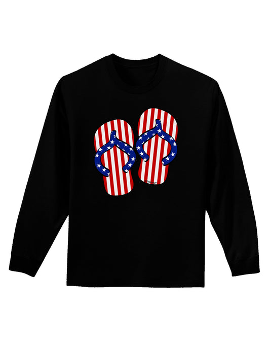 Stars and Stripes Flip Flops Adult Long Sleeve Dark T-Shirt-TooLoud-Black-Small-Davson Sales