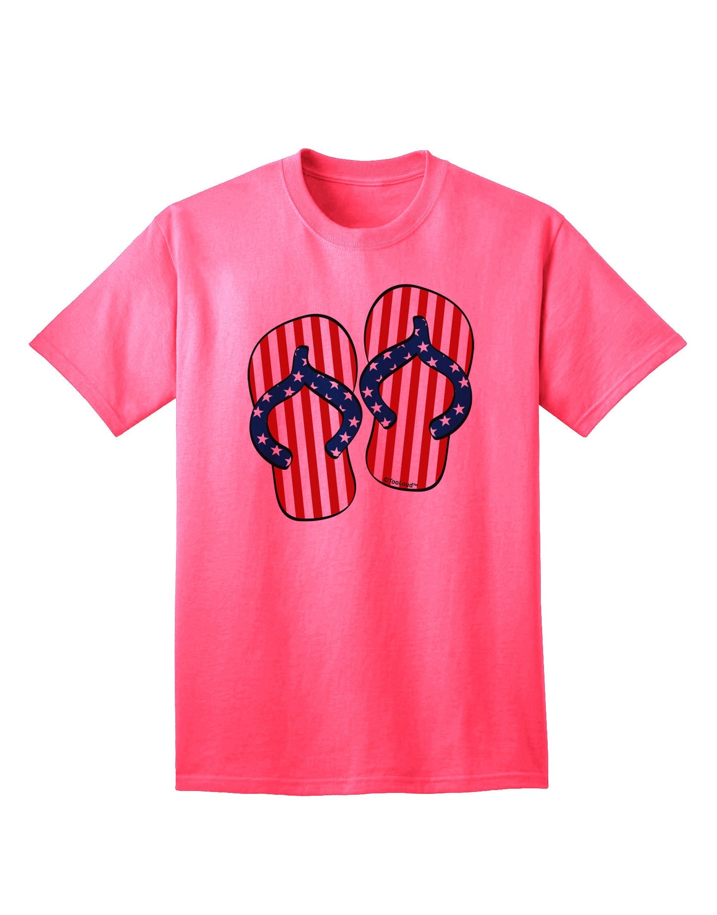 Stars and Stripes Flip Flops Adult T-Shirt-Mens T-Shirt-TooLoud-Neon-Pink-Small-Davson Sales