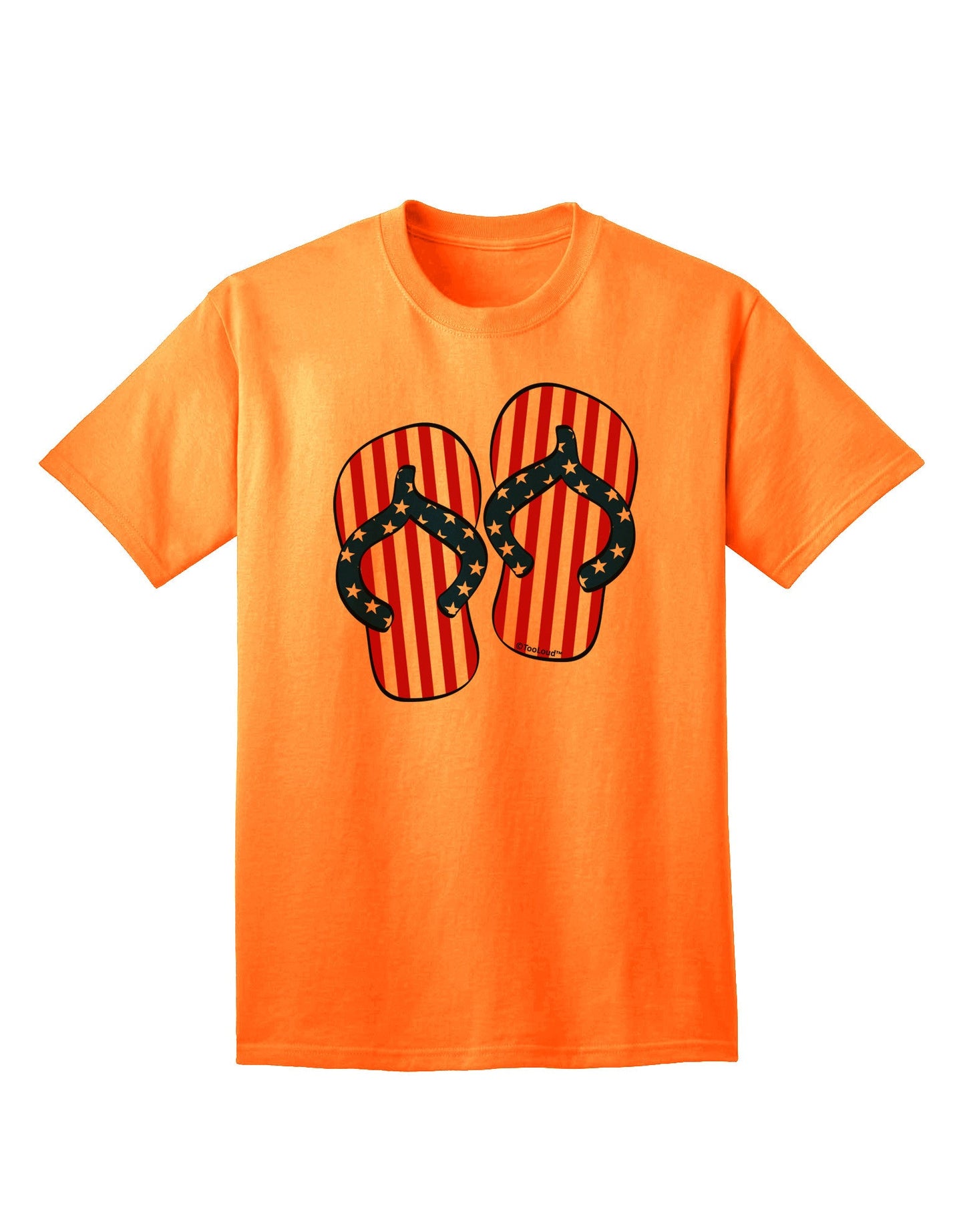 Stars and Stripes Flip Flops Adult T-Shirt-Mens T-Shirt-TooLoud-Neon-Orange-Small-Davson Sales