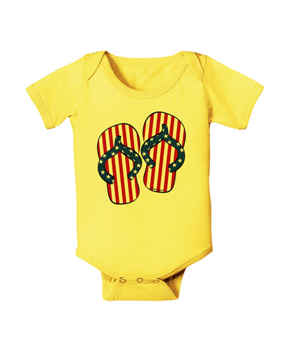 Stars and Stripes Flip Flops Baby Romper Bodysuit-Baby Romper-TooLoud-Yellow-06-Months-Davson Sales