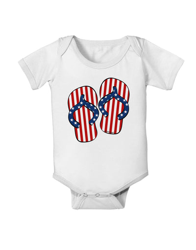 Stars and Stripes Flip Flops Baby Romper Bodysuit-Baby Romper-TooLoud-White-06-Months-Davson Sales