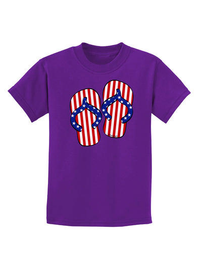 Stars and Stripes Flip Flops Childrens Dark T-Shirt-Childrens T-Shirt-TooLoud-Purple-X-Small-Davson Sales