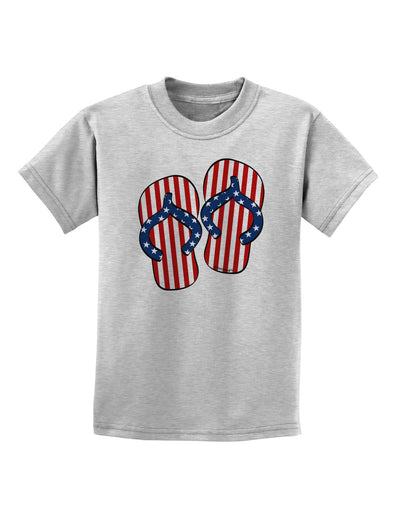 Stars and Stripes Flip Flops Childrens T-Shirt-Childrens T-Shirt-TooLoud-AshGray-X-Small-Davson Sales