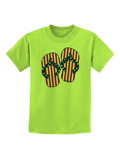 Stars and Stripes Flip Flops Childrens T-Shirt-Childrens T-Shirt-TooLoud-Lime-Green-X-Small-Davson Sales