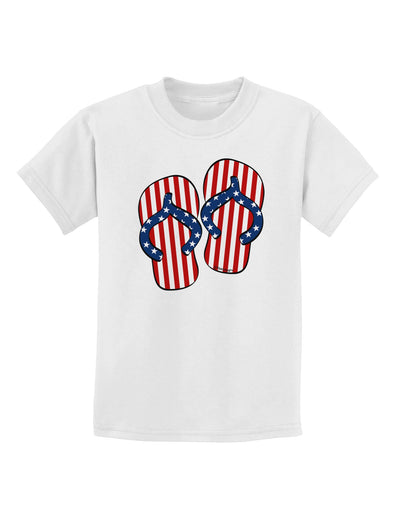 Stars and Stripes Flip Flops Childrens T-Shirt-Childrens T-Shirt-TooLoud-White-X-Small-Davson Sales