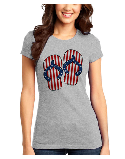 Stars and Stripes Flip Flops Juniors T-Shirt-Womens Juniors T-Shirt-TooLoud-Ash-Gray-Juniors Fitted X-Small-Davson Sales