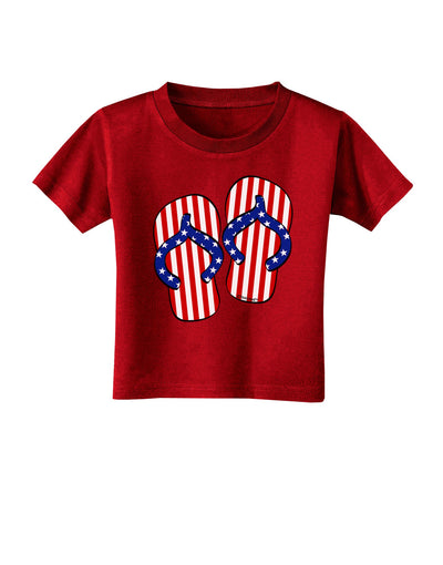 Stars and Stripes Flip Flops Toddler T-Shirt Dark-Toddler T-Shirt-TooLoud-Red-2T-Davson Sales