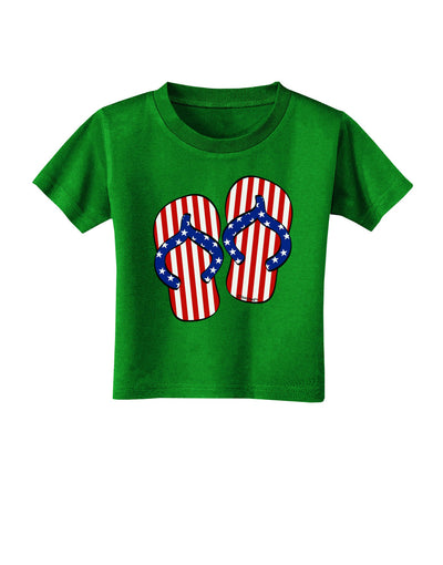 Stars and Stripes Flip Flops Toddler T-Shirt Dark-Toddler T-Shirt-TooLoud-Clover-Green-2T-Davson Sales