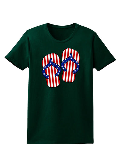 Stars and Stripes Flip Flops Womens Dark T-Shirt-TooLoud-Forest-Green-Small-Davson Sales