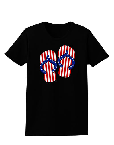 Stars and Stripes Flip Flops Womens Dark T-Shirt-TooLoud-Black-X-Small-Davson Sales