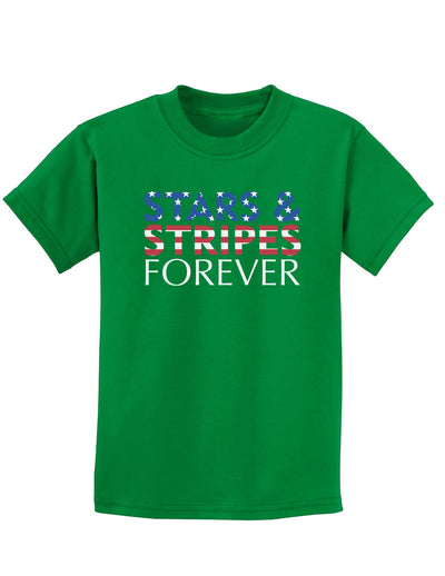 Stars and Stripes Forever Childrens Dark T-Shirt-Childrens T-Shirt-TooLoud-Kelly-Green-X-Small-Davson Sales