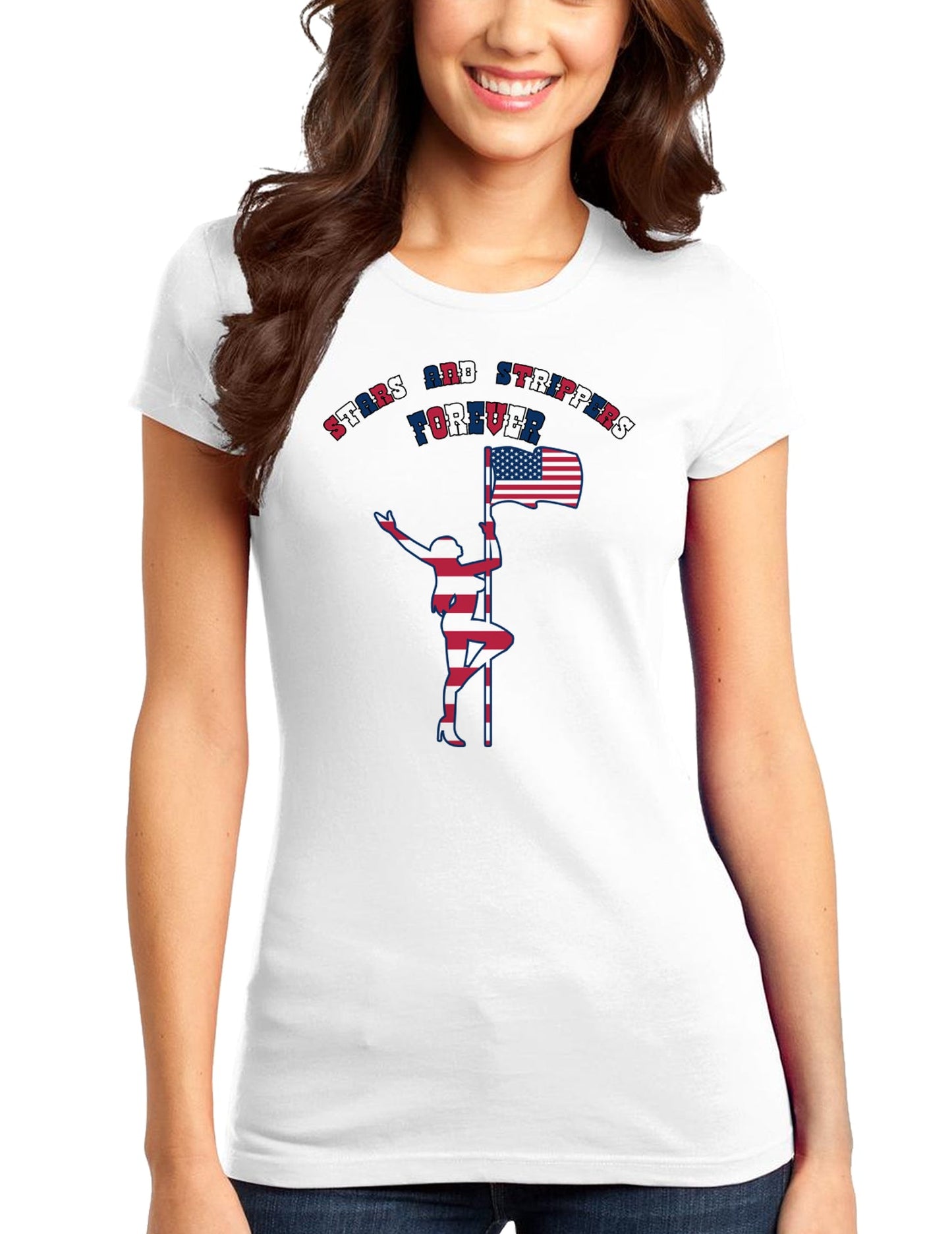 Stars and Strippers Forever Female Juniors T-Shirt-Womens Juniors T-Shirt-TooLoud-White-Small-Davson Sales