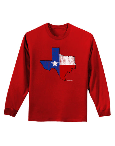 State of Texas Flag Design - Distressed Adult Long Sleeve Dark T-Shirt-TooLoud-Red-Small-Davson Sales