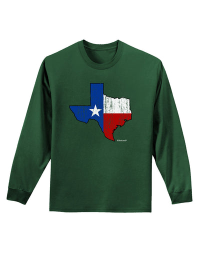 State of Texas Flag Design - Distressed Adult Long Sleeve Dark T-Shirt-TooLoud-Dark-Green-Small-Davson Sales