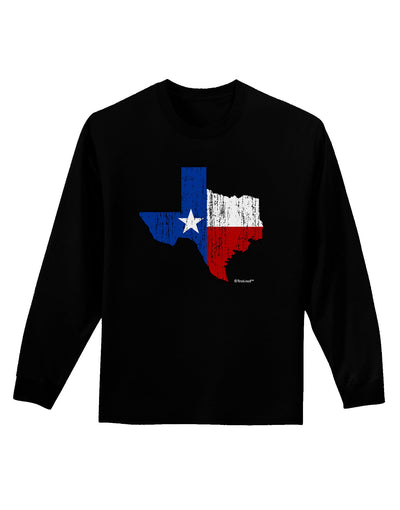 State of Texas Flag Design - Distressed Adult Long Sleeve Dark T-Shirt-TooLoud-Black-Small-Davson Sales