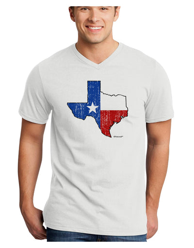 State of Texas Flag Design - Distressed Adult V-Neck T-shirt-Mens V-Neck T-Shirt-TooLoud-White-Small-Davson Sales