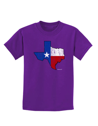 State of Texas Flag Design - Distressed Childrens Dark T-Shirt-Childrens T-Shirt-TooLoud-Purple-X-Small-Davson Sales