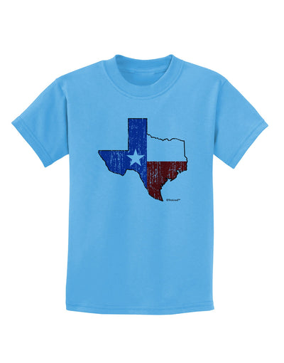 State of Texas Flag Design - Distressed Childrens T-Shirt-Childrens T-Shirt-TooLoud-Aquatic-Blue-X-Small-Davson Sales