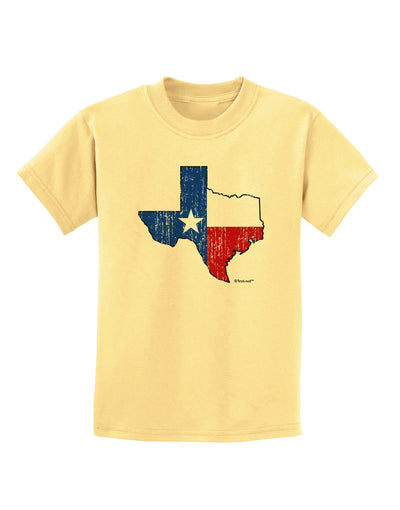 State of Texas Flag Design - Distressed Childrens T-Shirt-Childrens T-Shirt-TooLoud-Daffodil-Yellow-X-Small-Davson Sales