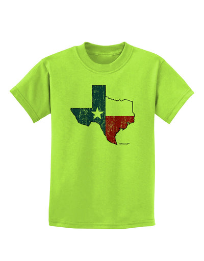 State of Texas Flag Design - Distressed Childrens T-Shirt-Childrens T-Shirt-TooLoud-Lime-Green-X-Small-Davson Sales