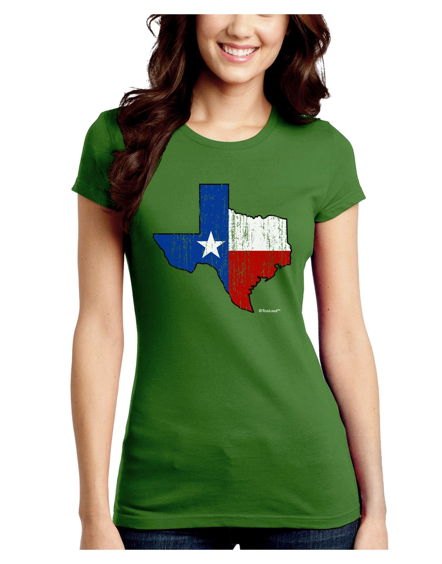 State of Texas Flag Design - Distressed Juniors Crew Dark T-Shirt-T-Shirts Juniors Tops-TooLoud-Kiwi-Green-Juniors Fitted Small-Davson Sales