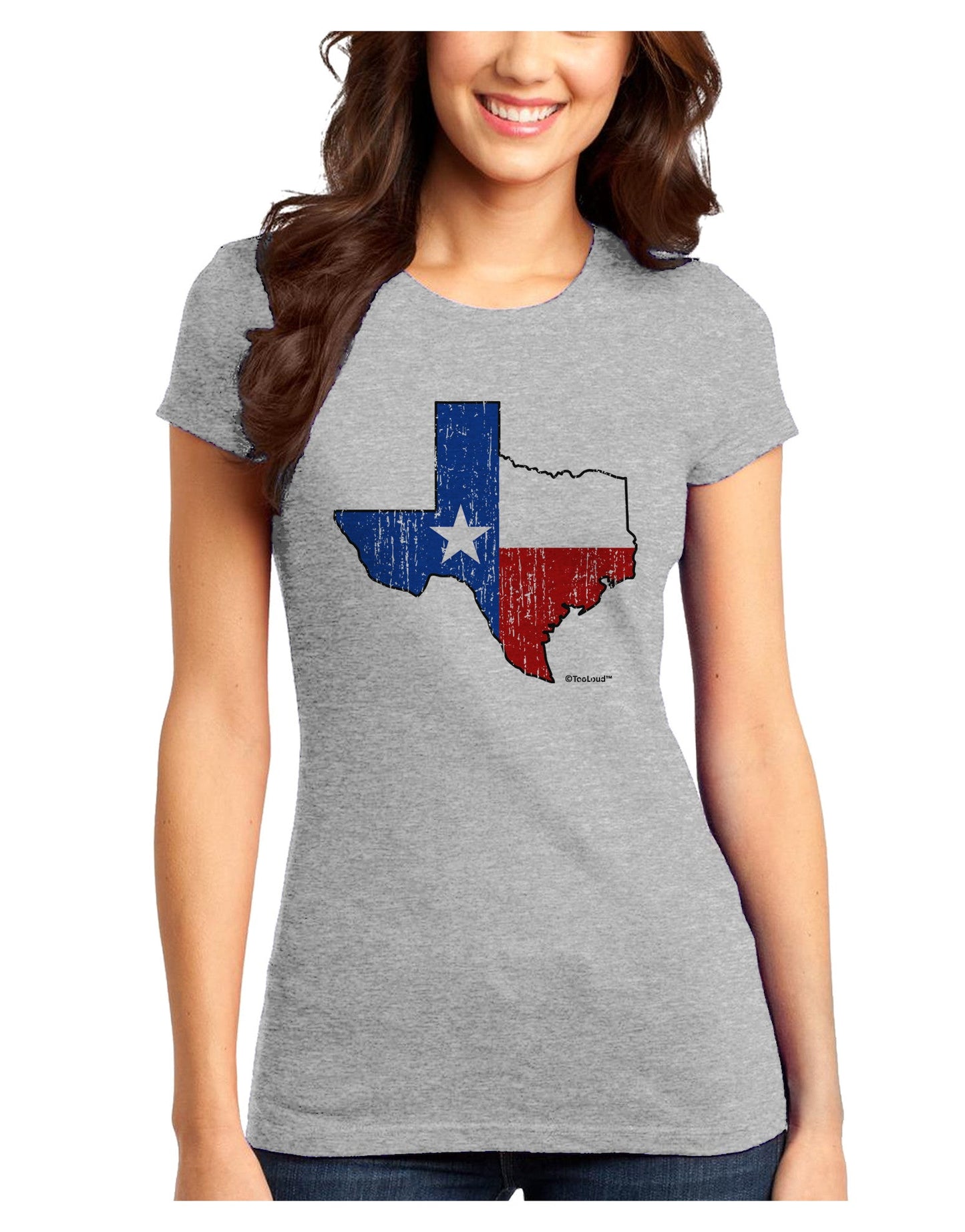 State of Texas Flag Design - Distressed Juniors T-Shirt-Womens Juniors T-Shirt-TooLoud-Ash-Gray-Juniors Fitted X-Small-Davson Sales