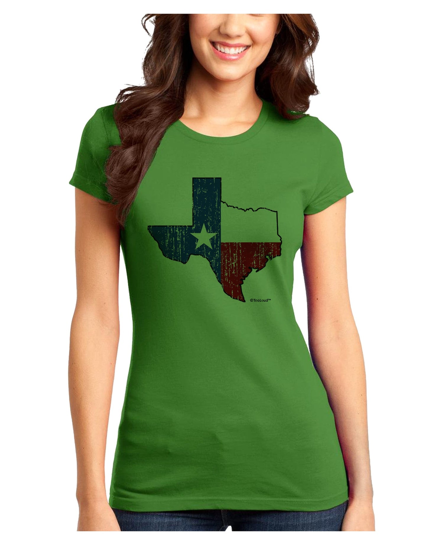State of Texas Flag Design - Distressed Juniors T-Shirt-Womens Juniors T-Shirt-TooLoud-Kiwi-Green-Juniors Fitted X-Small-Davson Sales