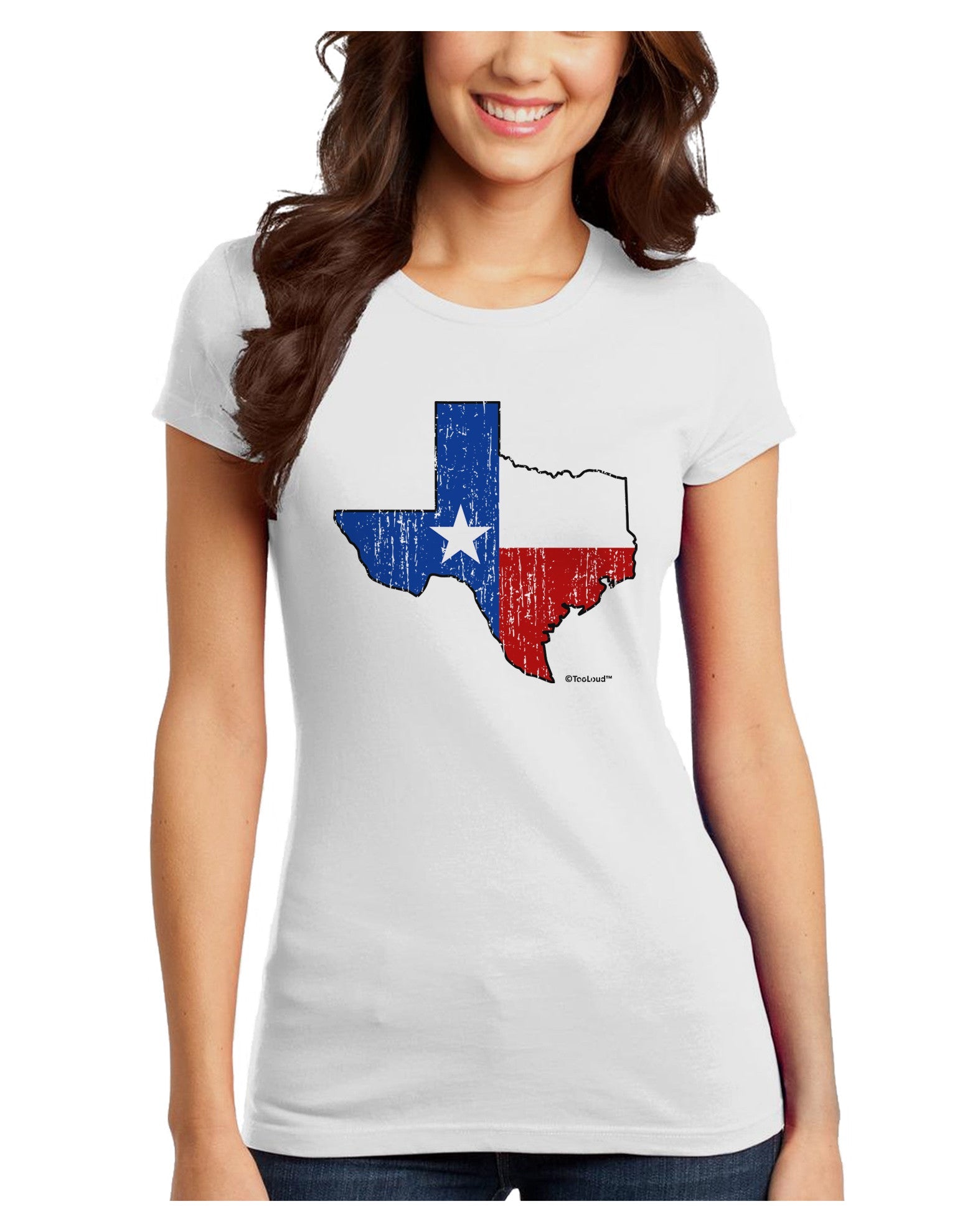 State of Texas Flag Design - Distressed Juniors T-Shirt-Womens Juniors T-Shirt-TooLoud-White-Juniors Fitted X-Small-Davson Sales