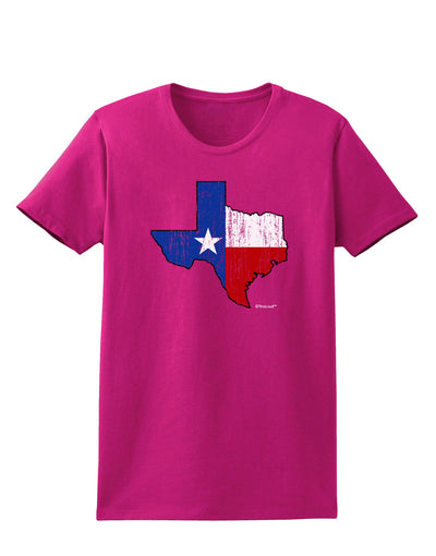 State of Texas Flag Design - Distressed Womens Dark T-Shirt-Womens T-Shirt-TooLoud-Hot-Pink-Small-Davson Sales