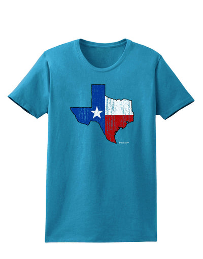 State of Texas Flag Design - Distressed Womens Dark T-Shirt-Womens T-Shirt-TooLoud-Turquoise-X-Small-Davson Sales