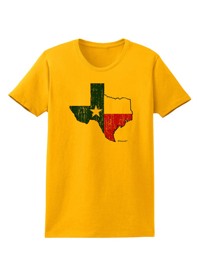 State of Texas Flag Design - Distressed Womens T-Shirt-Womens T-Shirt-TooLoud-Gold-X-Small-Davson Sales