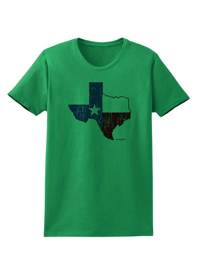 State of Texas Flag Design - Distressed Womens T-Shirt-Womens T-Shirt-TooLoud-Kelly-Green-X-Small-Davson Sales