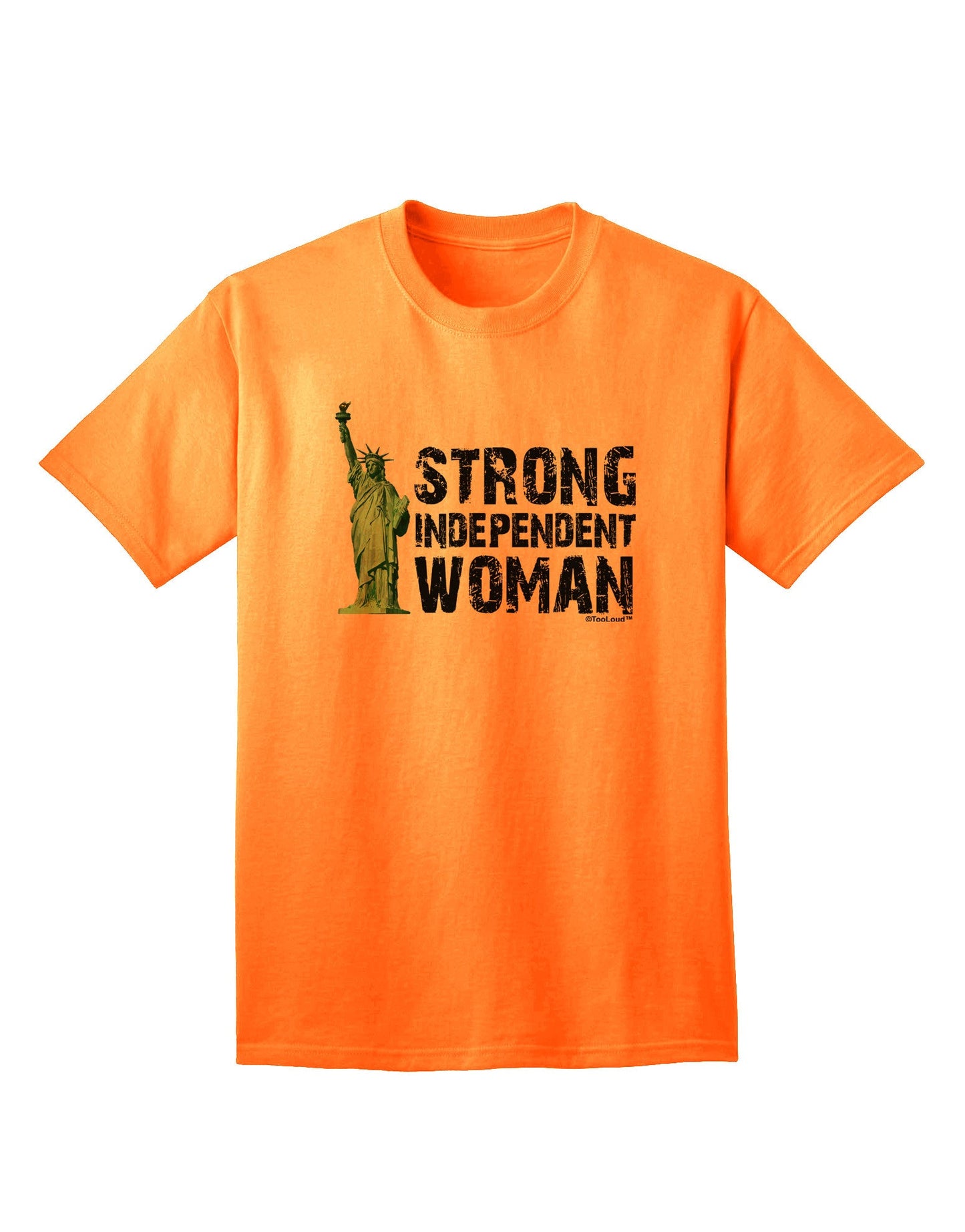 Statue of Liberty: Empowering Strong Woman Graphic Adult T-Shirt-Mens T-shirts-TooLoud-Neon-Orange-Small-Davson Sales
