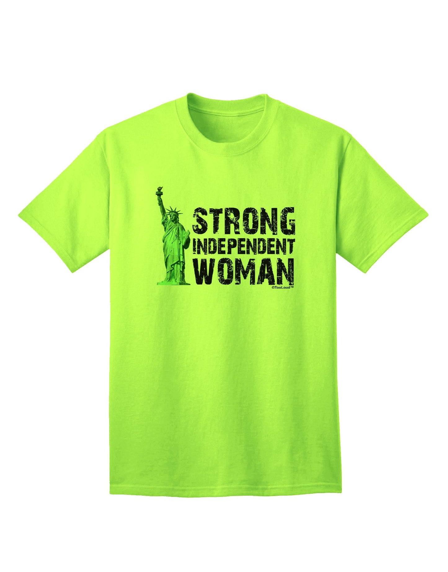 Statue of Liberty: Empowering Strong Woman Graphic Adult T-Shirt-Mens T-shirts-TooLoud-Neon-Green-Small-Davson Sales