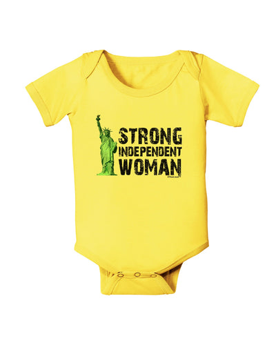 Statue of Liberty Strong Woman Baby Romper Bodysuit-Baby Romper-TooLoud-Yellow-06-Months-Davson Sales
