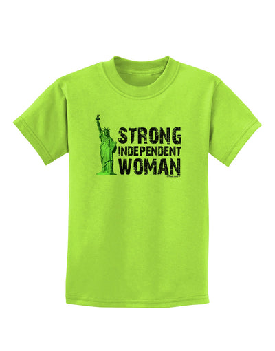 Statue of Liberty Strong Woman Childrens T-Shirt-Childrens T-Shirt-TooLoud-Lime-Green-X-Small-Davson Sales