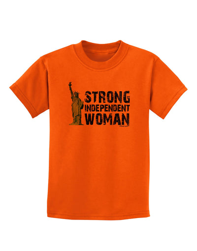 Statue of Liberty Strong Woman Childrens T-Shirt-Childrens T-Shirt-TooLoud-Orange-X-Small-Davson Sales