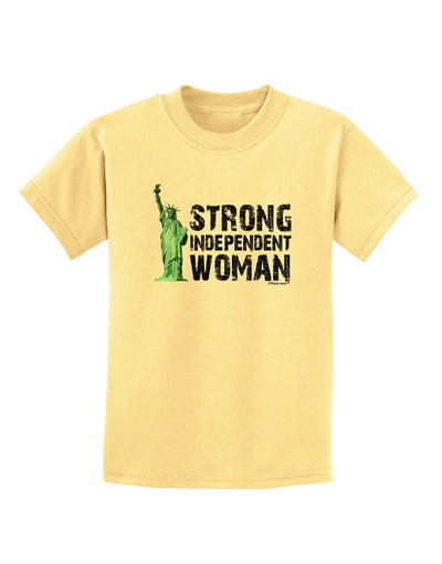 Statue of Liberty Strong Woman Childrens T-Shirt-Childrens T-Shirt-TooLoud-Daffodil-Yellow-X-Small-Davson Sales