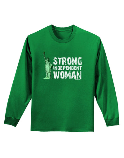 Statue of Liberty Strong Woman Dark Adult Long Sleeve Dark T-Shirt-TooLoud-Kelly-Green-Small-Davson Sales