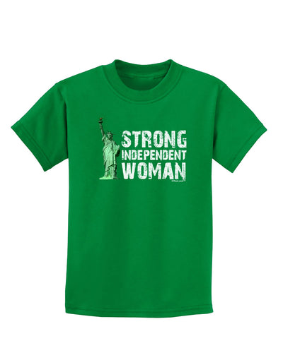 Statue of Liberty Strong Woman Dark Childrens Dark T-Shirt-Childrens T-Shirt-TooLoud-Kelly-Green-X-Small-Davson Sales