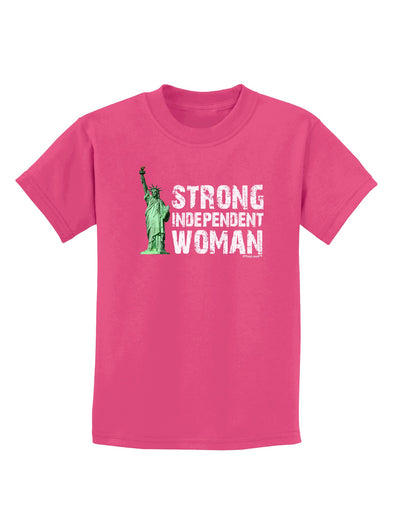 Statue of Liberty Strong Woman Dark Childrens Dark T-Shirt-Childrens T-Shirt-TooLoud-Sangria-X-Small-Davson Sales