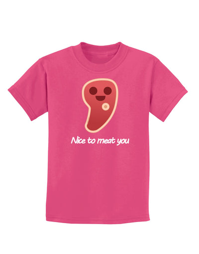 Steak - Nice to Meat You Childrens Dark T-Shirt-Childrens T-Shirt-TooLoud-Sangria-X-Small-Davson Sales