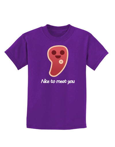 Steak - Nice to Meat You Childrens Dark T-Shirt-Childrens T-Shirt-TooLoud-Purple-X-Small-Davson Sales